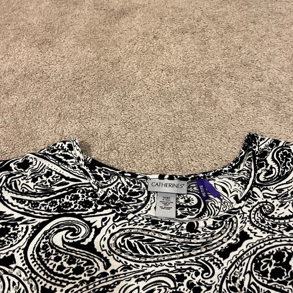 Catherines 3/4 Sleeve Paisley Print Top - Picture 3 of 8